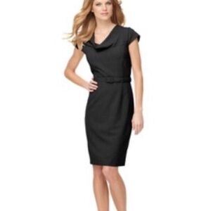 Calvin Klein dress gray women cap sleeve cowl neck belted midi Medium business